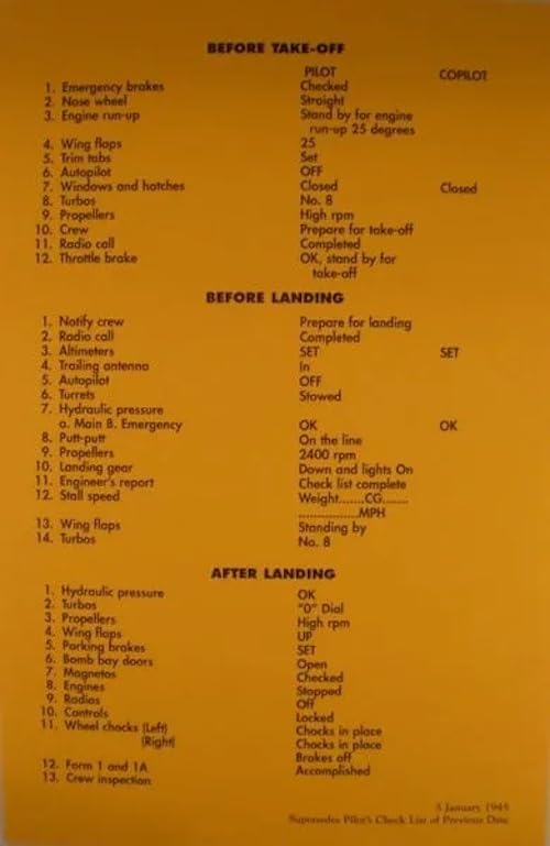 B-29 Superfortress Check List V908546