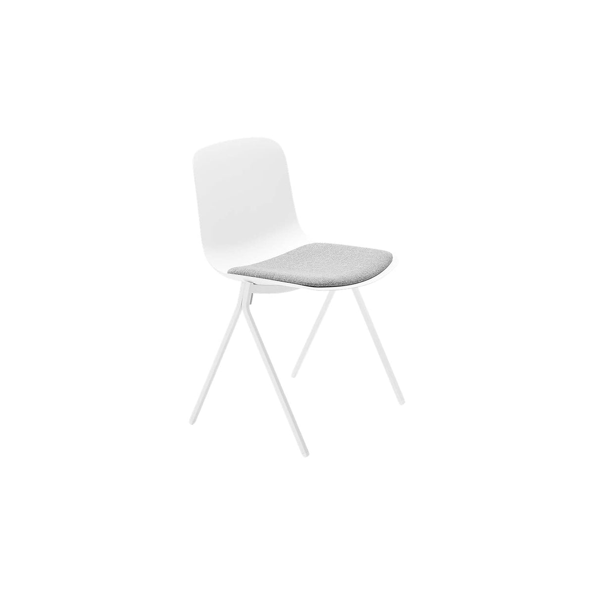 White Side Chair with Grey Seat Pad B728