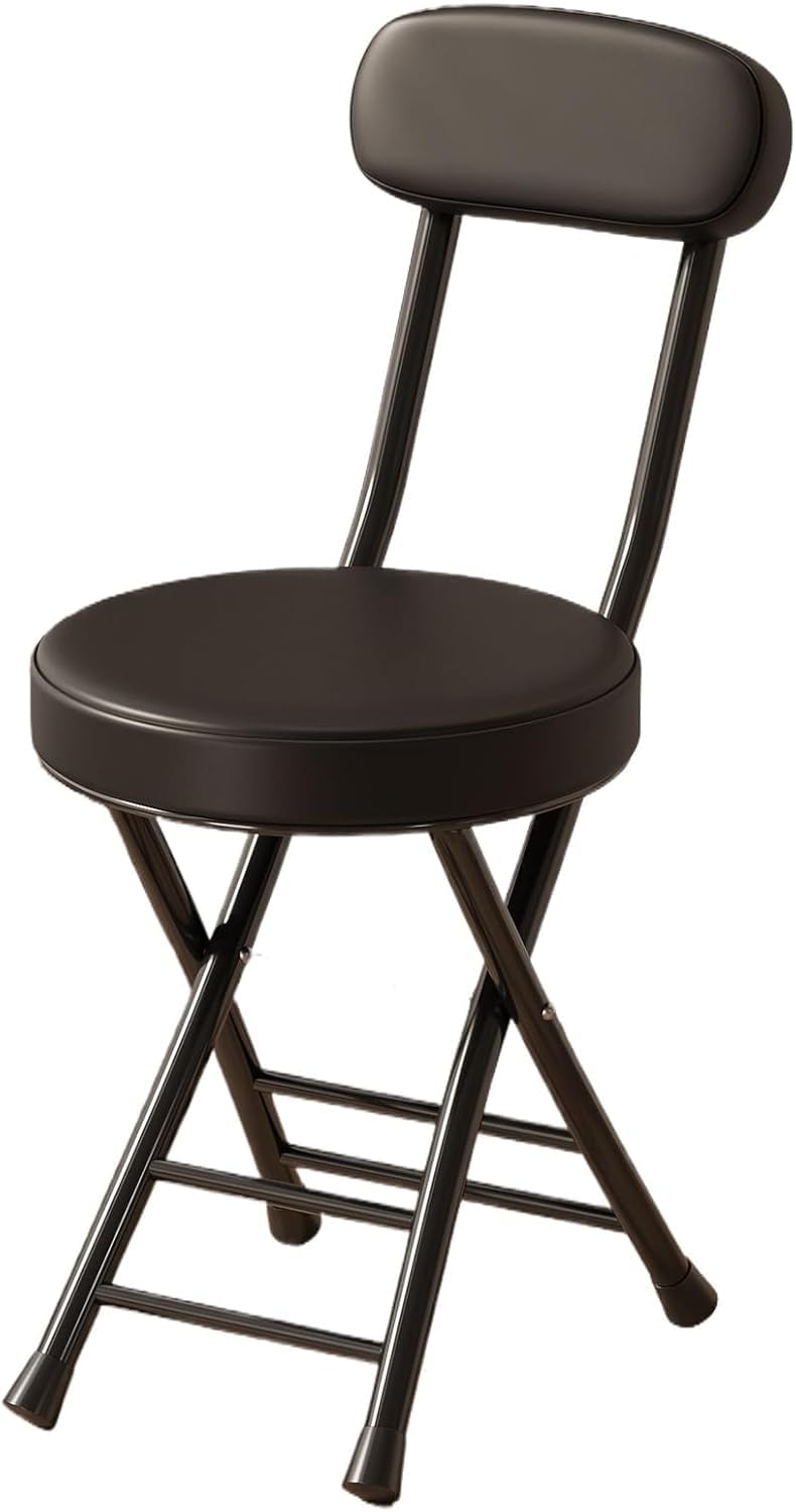 Folding Bar Stool with Backrest 18 inch Black C122174