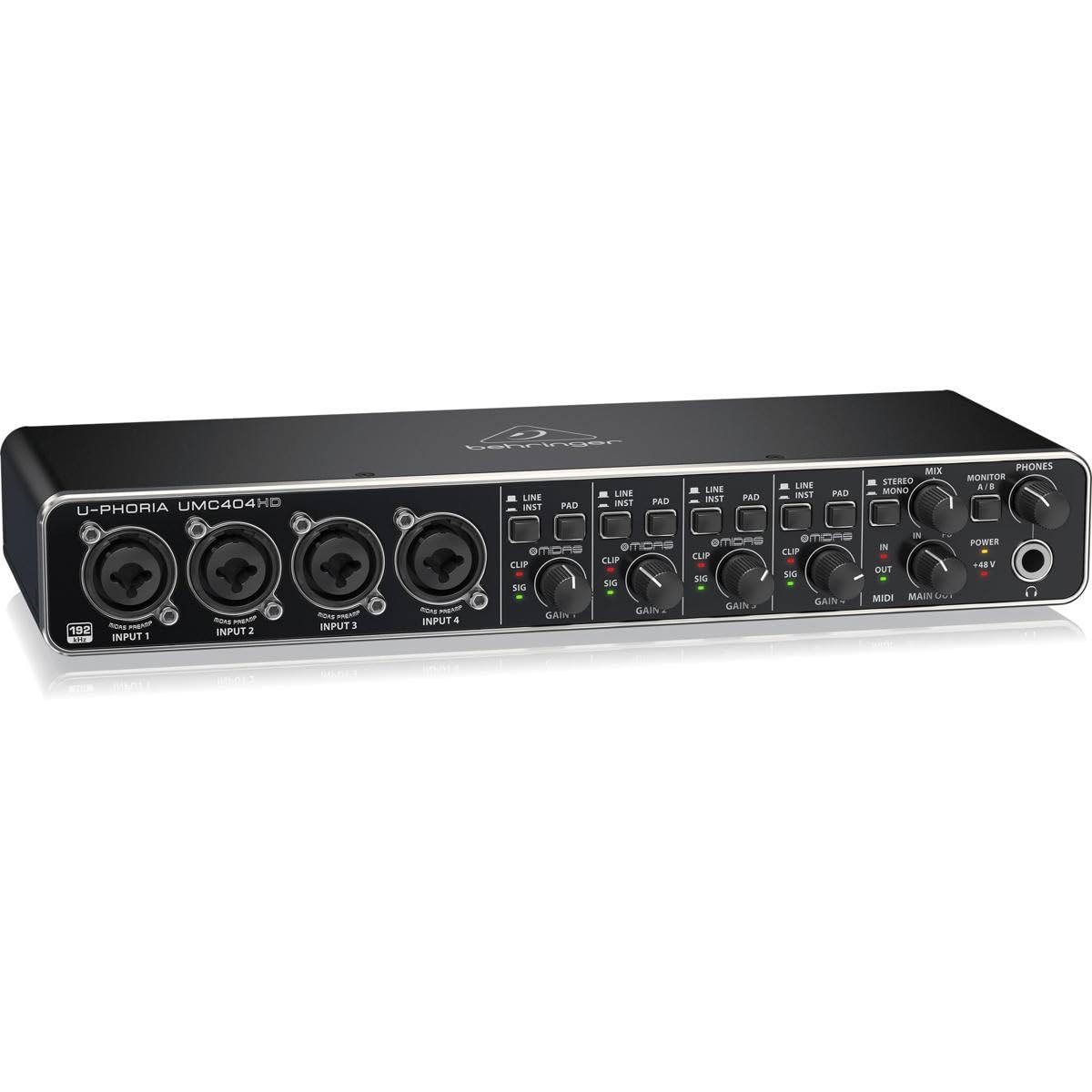 USB Audio/MIDI Interface with Mic Preamplifiers and 2x 25' XLR Cables U658
