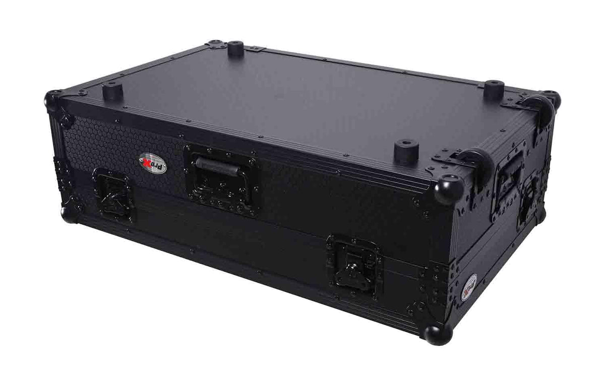 Black Flight Style Road Case with Laptop Shelf 2U Rack Space Wheels R16370