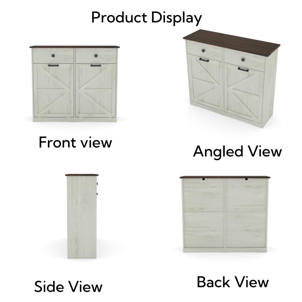 Antique White Woodgrain Tilt Out Trash Cabinet N368