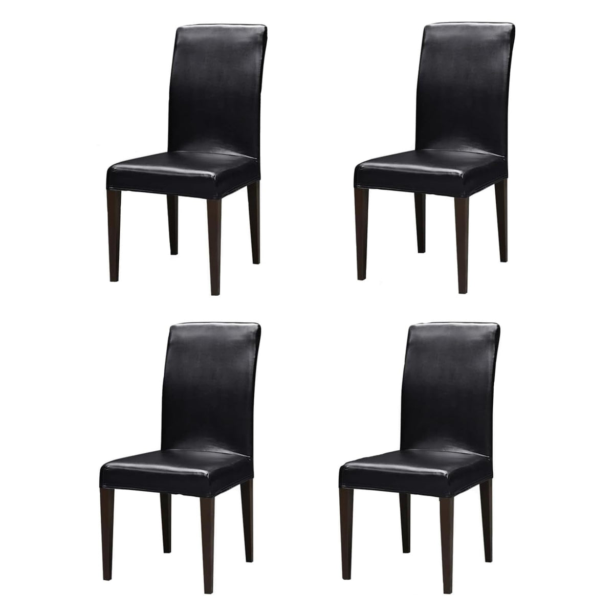 Black 4PCS Waterproof PU Leather Dining Chair Covers D45085