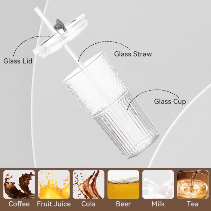 20 oz Glass Tumbler with Lid and Straw Q472928