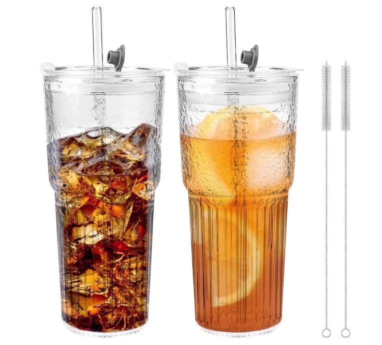 20 oz Glass Tumbler with Lid and Straw Q472928