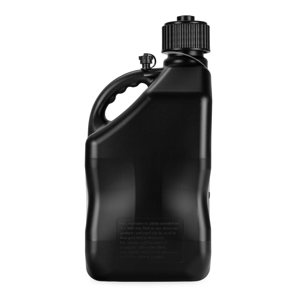 5.5 Gallon Square Motorsport Jug Black with Filler Hoses 4 Pack O706