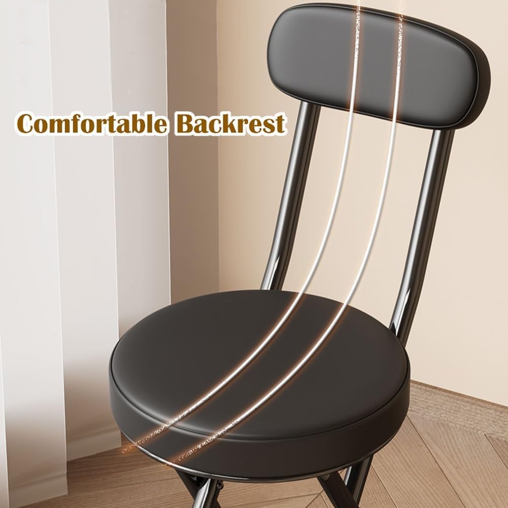 Folding Bar Stool with Backrest 18 inch Black C122174