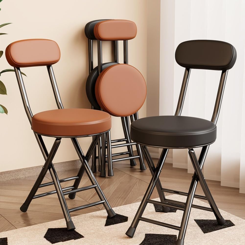 Folding Bar Stool with Backrest 18 inch Black C122174
