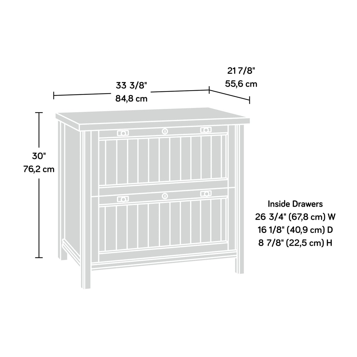 2 Drawer Lateral File Cabinet with Lock E576