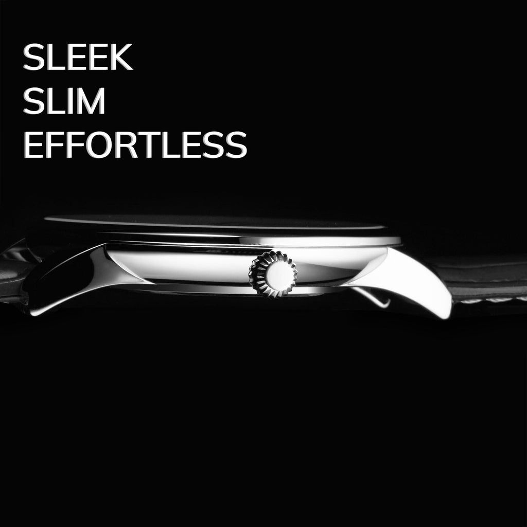 Men's 40mm Ultra Slim Leather Strap Quartz Analog Dress Watch L2638
