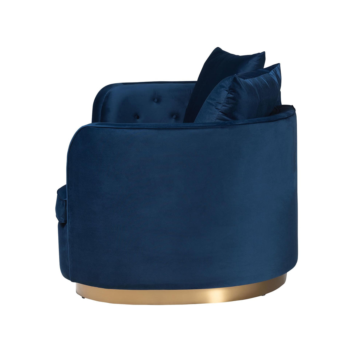 Navy Blue Velvet and Brushed Gold Metal Sofa U367