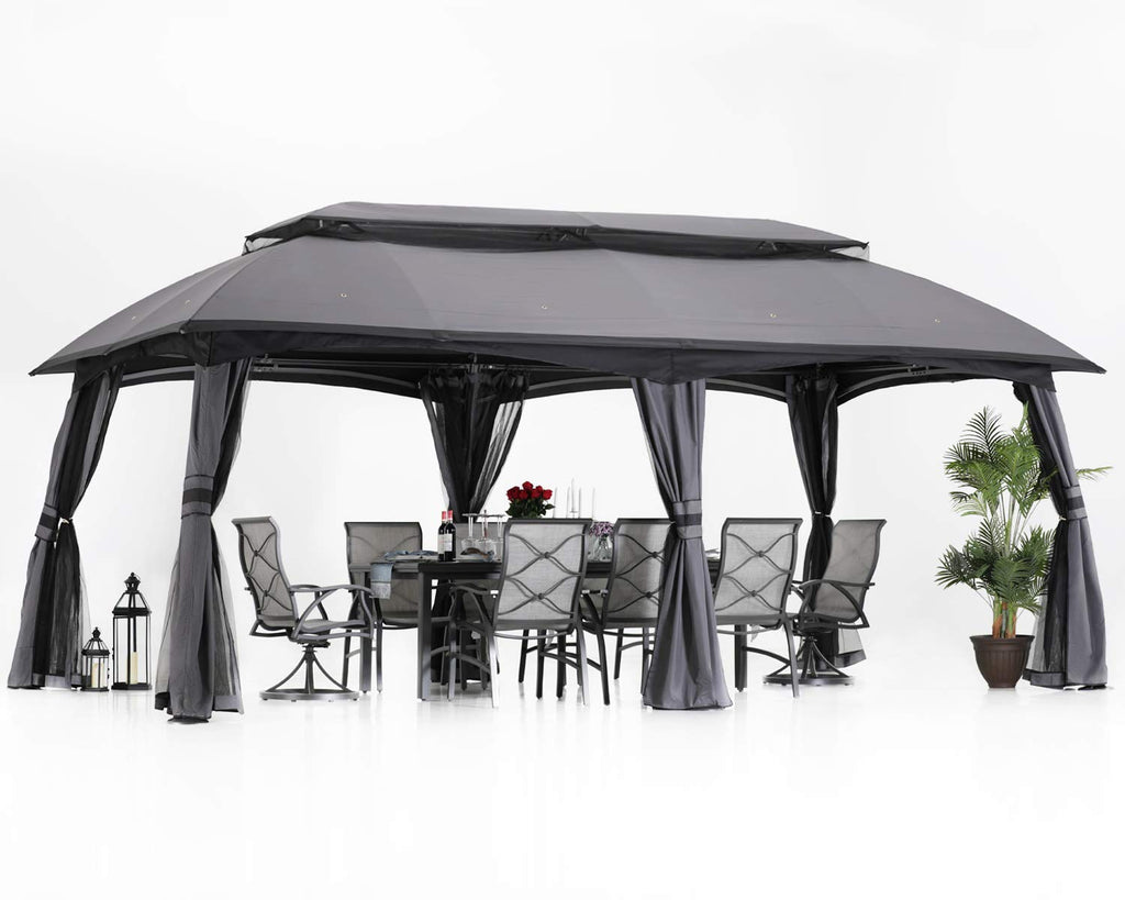 10x20 Outdoor Gazebo with Mosquito Netting and Double Roof O177