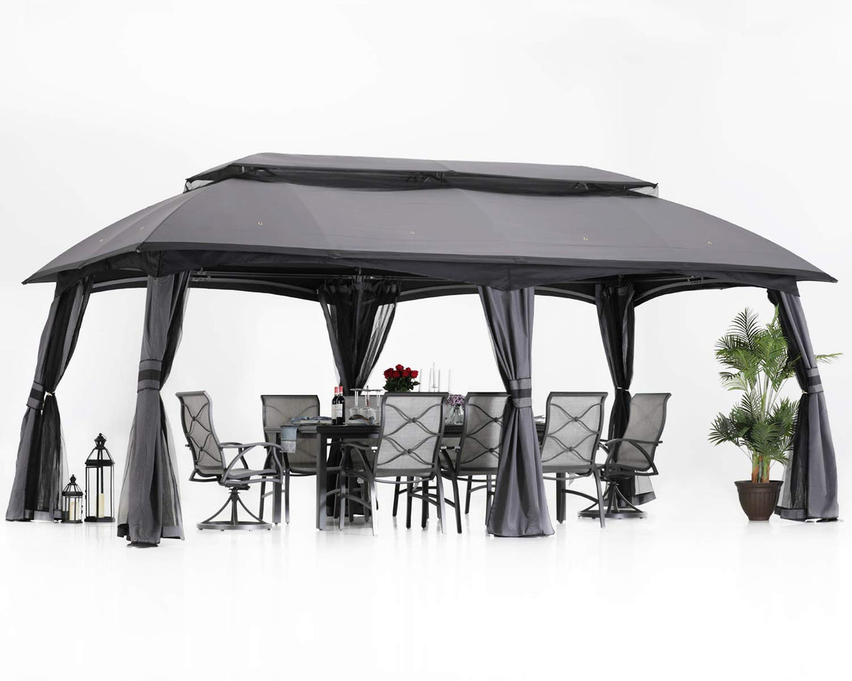10x20 Outdoor Gazebo with Mosquito Netting and Double Roof O177