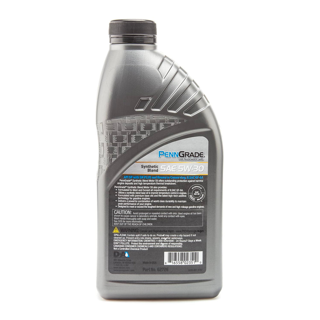 Synthetic Blend Oil SAE 5W-30 1 Quart Pack of 6 A73083