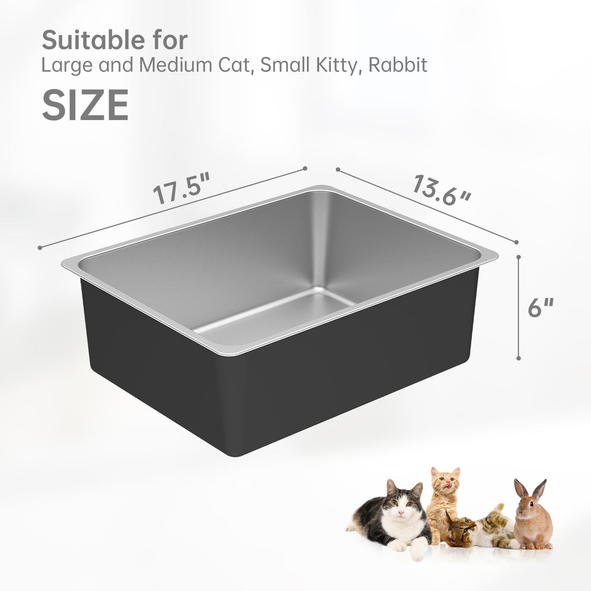 High Sided Stainless Steel Cat Litter Box R243771