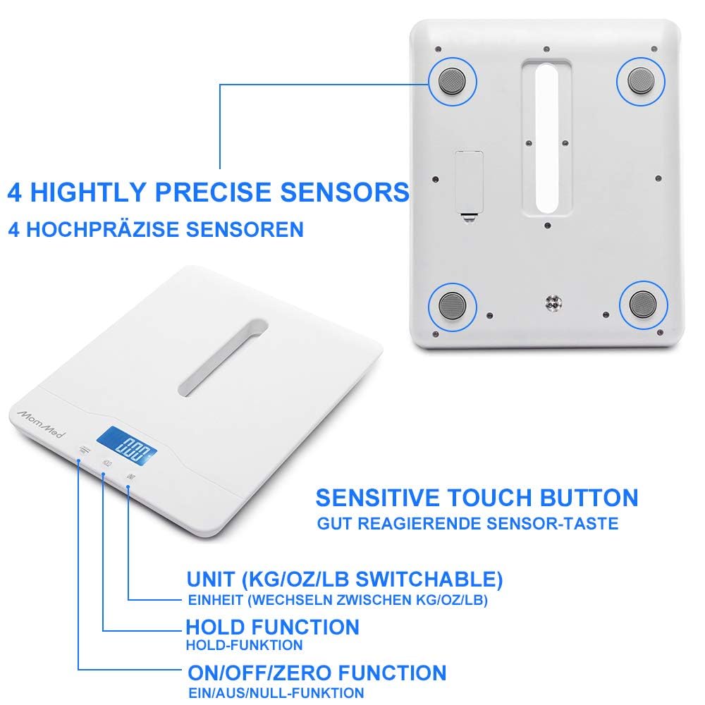 Baby Scale with Hold Function, Blue Backlight, Weight and Height Track X3106