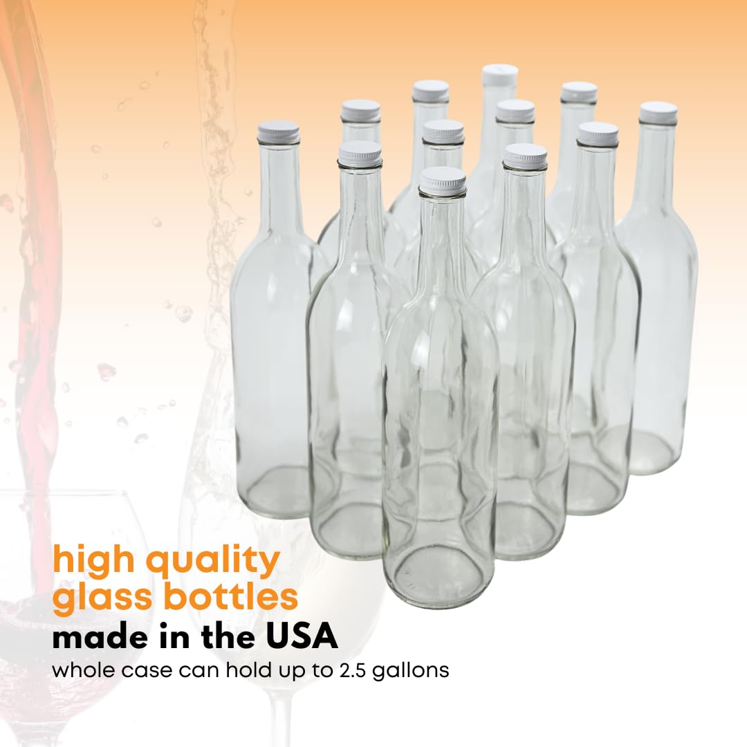 750ml Clear Glass Bottles with Lids 12-Pack X243262