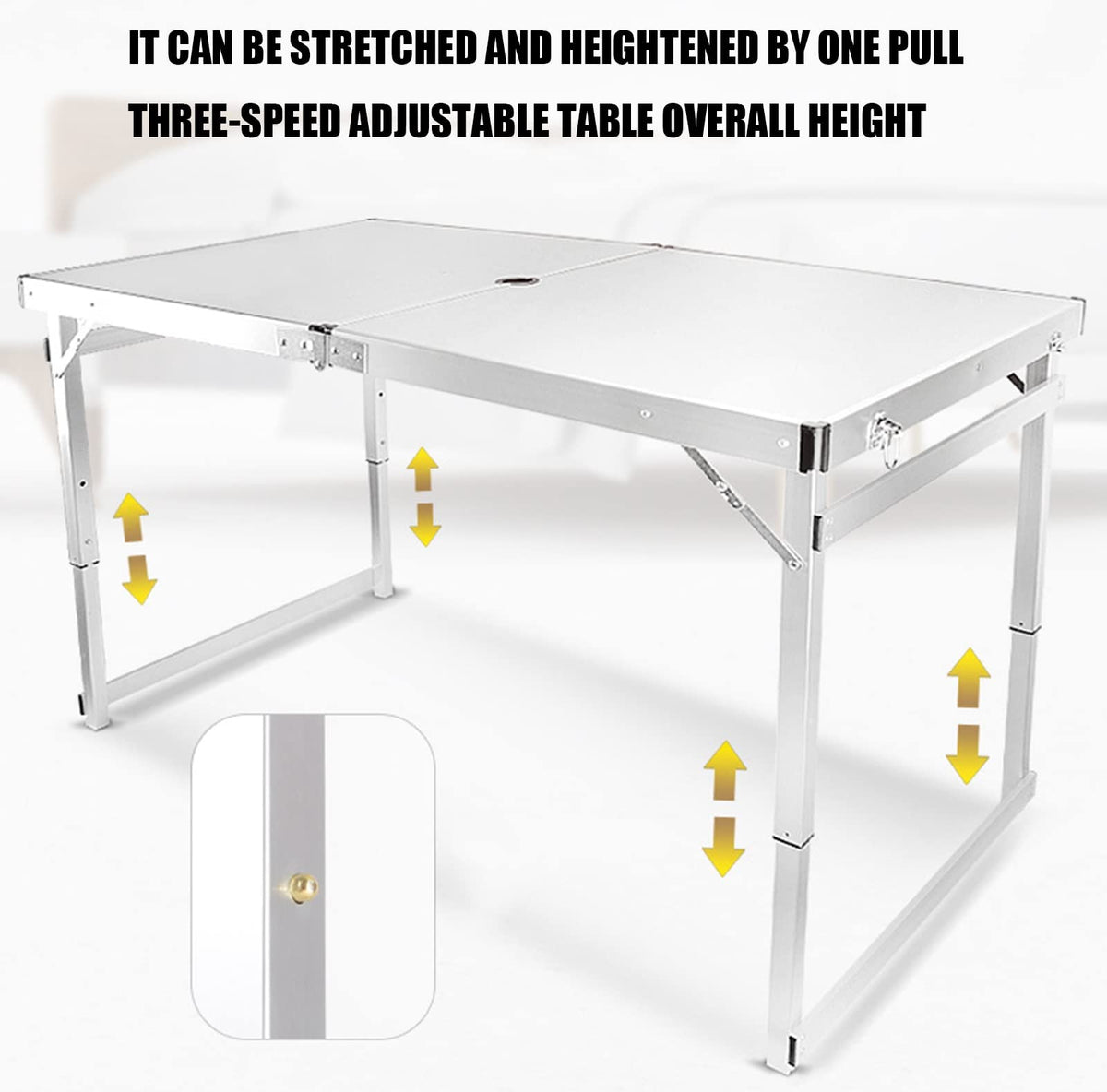 Portable Adjustable Height Aluminum Alloy Camping Table with 4 Stools U617