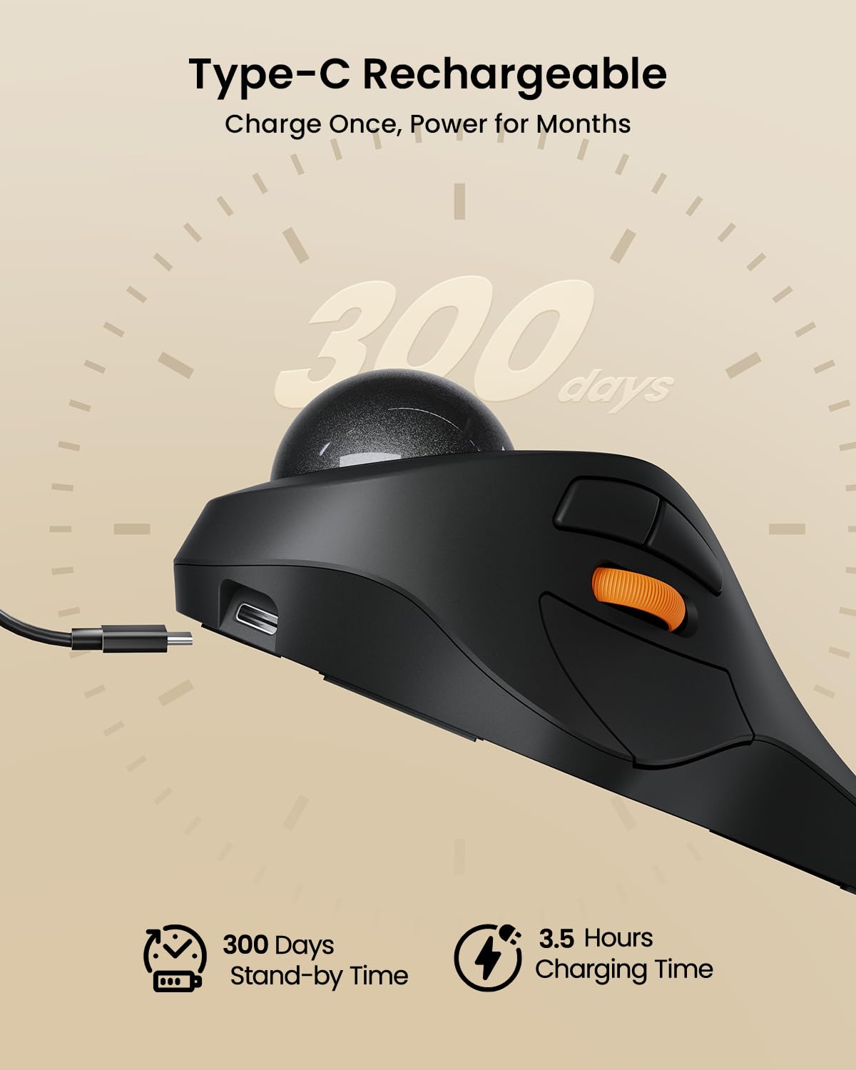 Wireless Bluetooth Trackball Mouse, Gray W78880