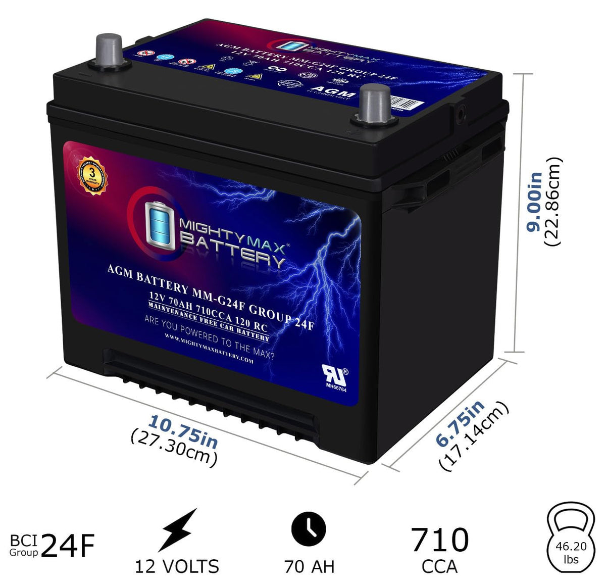 12V 70Ah AGM Replacement Battery K430235