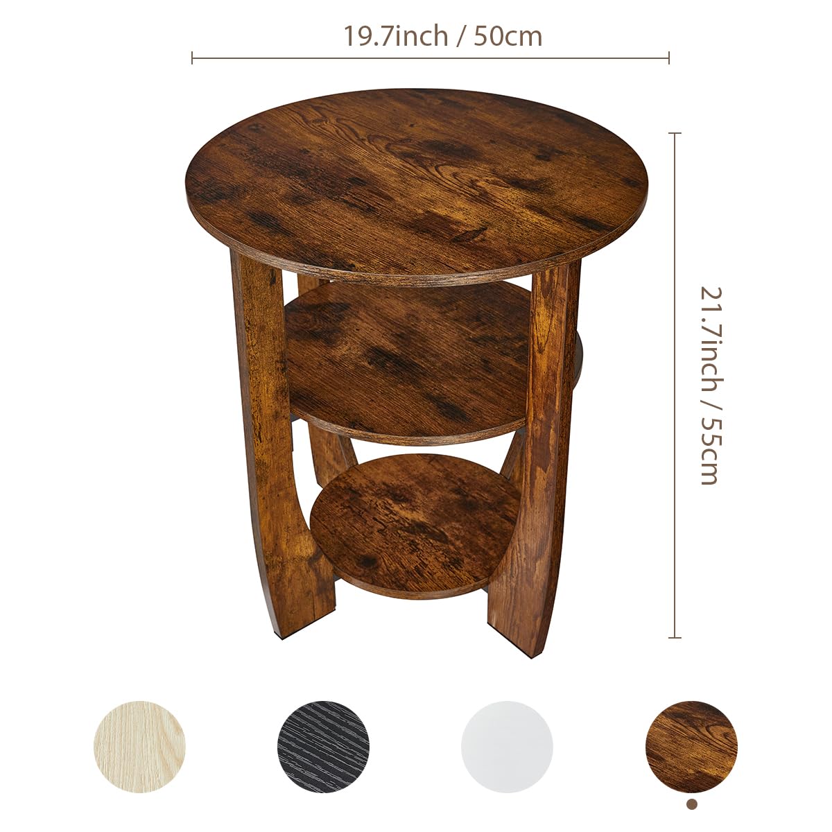 Rustic Brown 19.7 inch Round Side Table T5500
