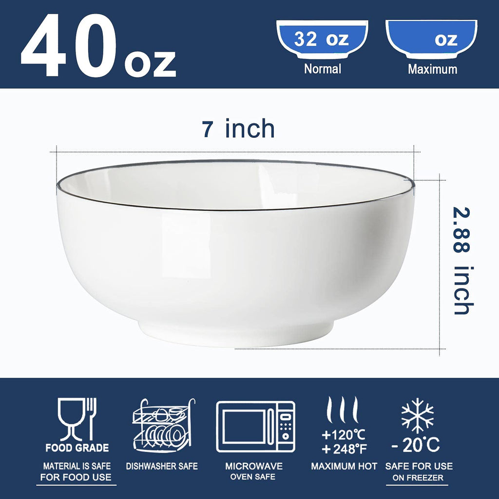 40 oz Off White Porcelain Bowl Set of 4 Z71082
