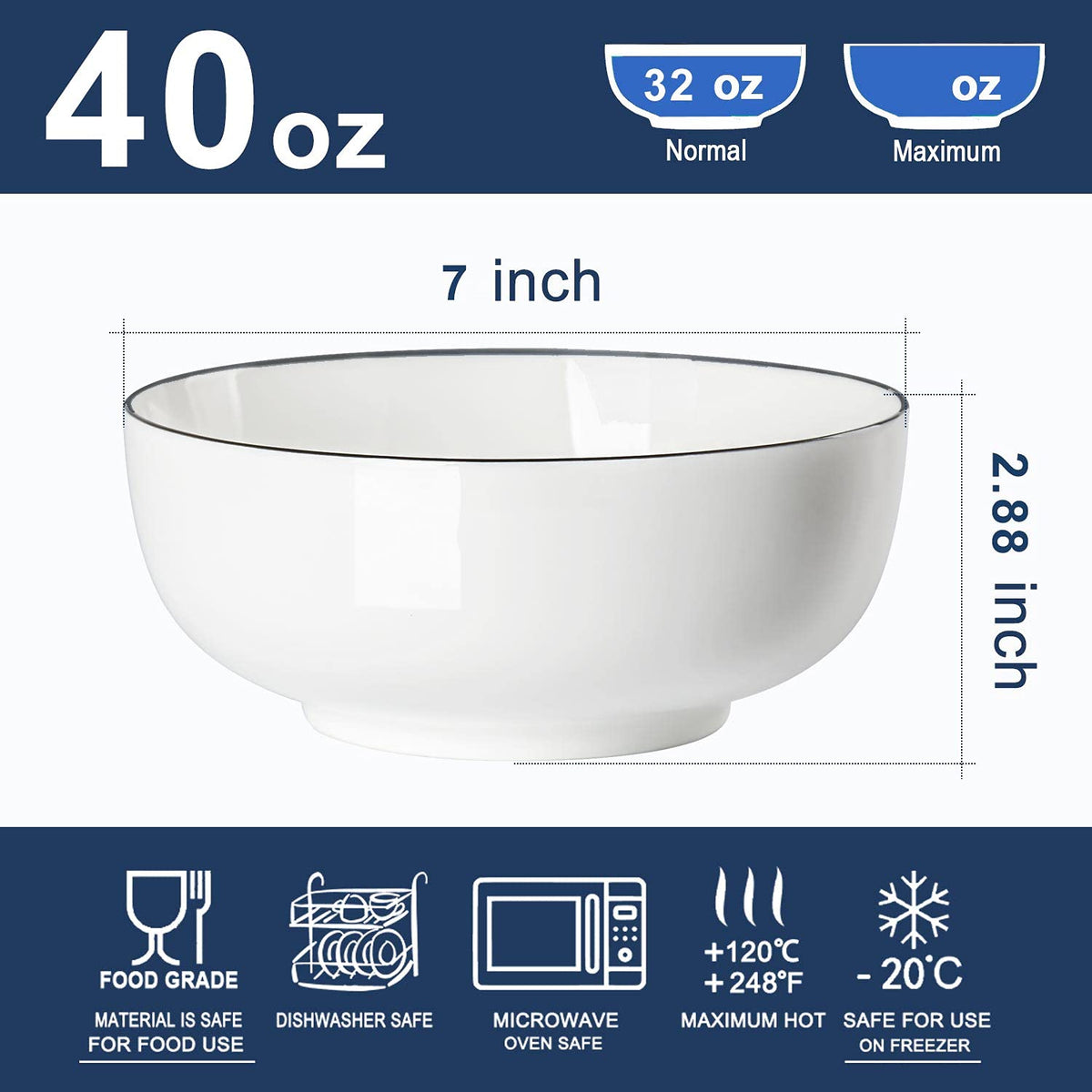 40 oz Off White Porcelain Bowl Set of 4 Z71082