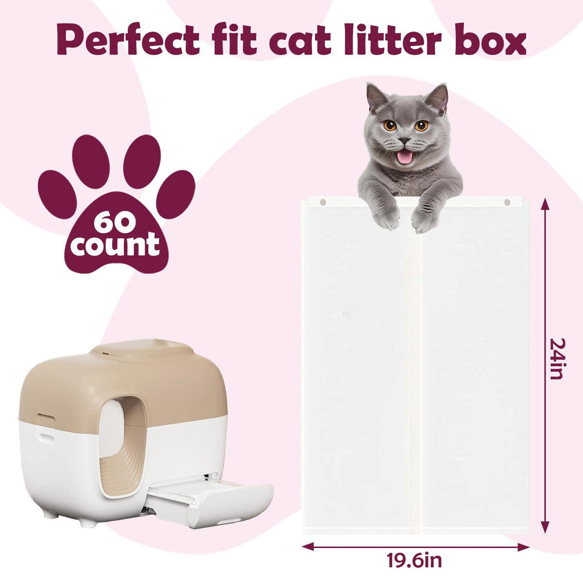 60pcs Cat Litter Box Liners D281