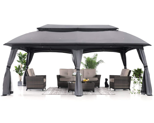 10x20 Outdoor Gazebo with Mosquito Netting and Double Roof O177
