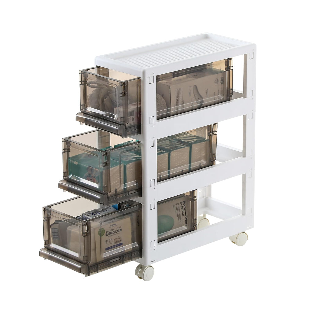 3 Drawer Plastic Storage Organizer with Wheels L61324