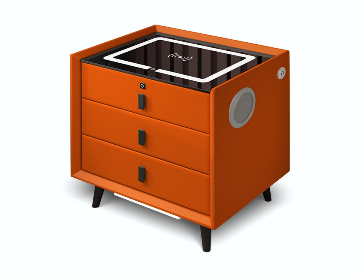 Orange 3 Drawer Smart Nightstand with Wireless Charging W153