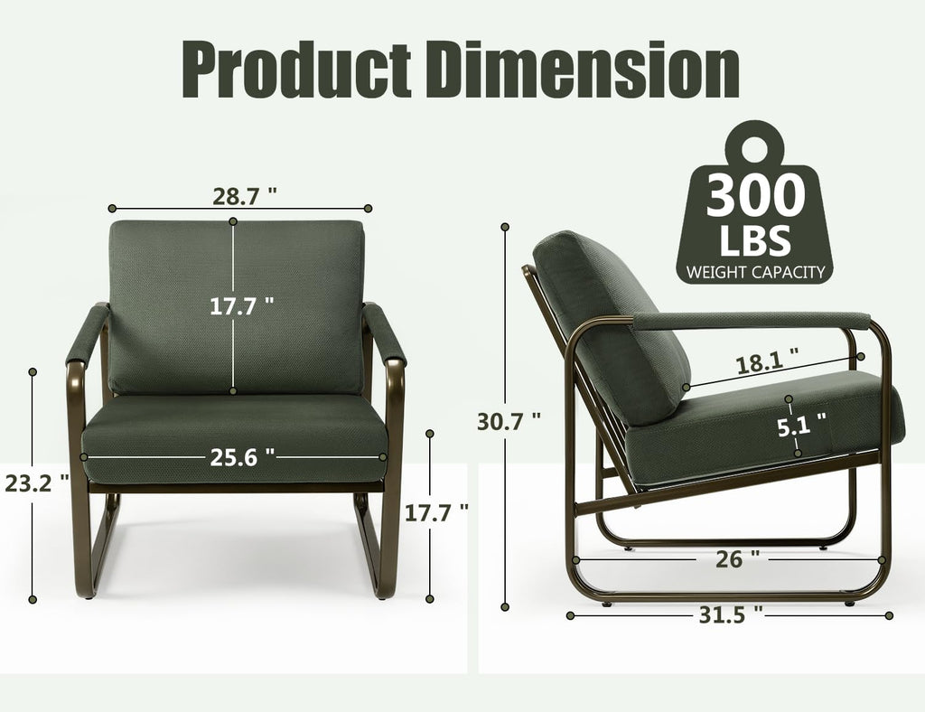 Set of 2 Green Fabric Accent Chair V204