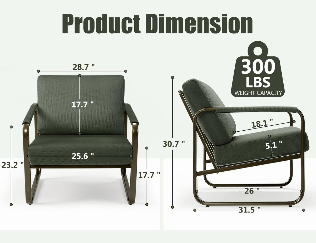 Set of 2 Green Fabric Accent Chair V204