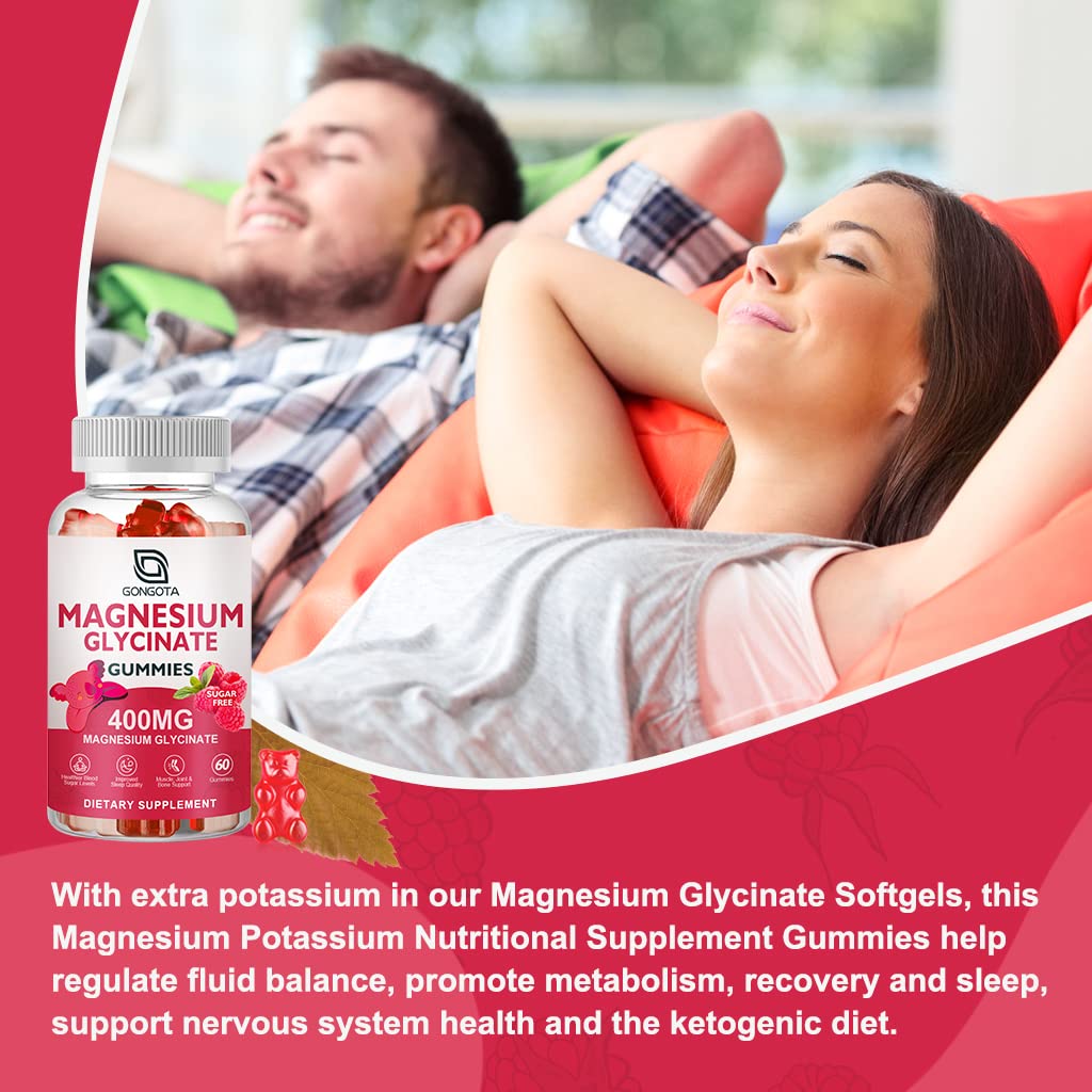 Magnesium Glycinate Gummies 400 mg with Vitamin D, B6 - 60 Gummies E63925