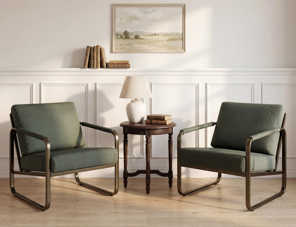 Set of 2 Green Fabric Accent Chair V204