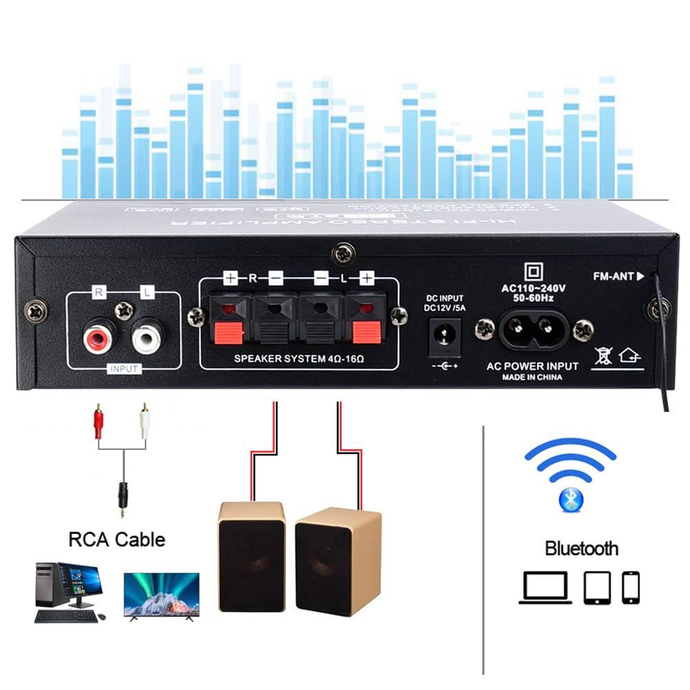 Bluetooth 5.0 200W 2.0 Channel Mini Stereo Amplifier Y341989