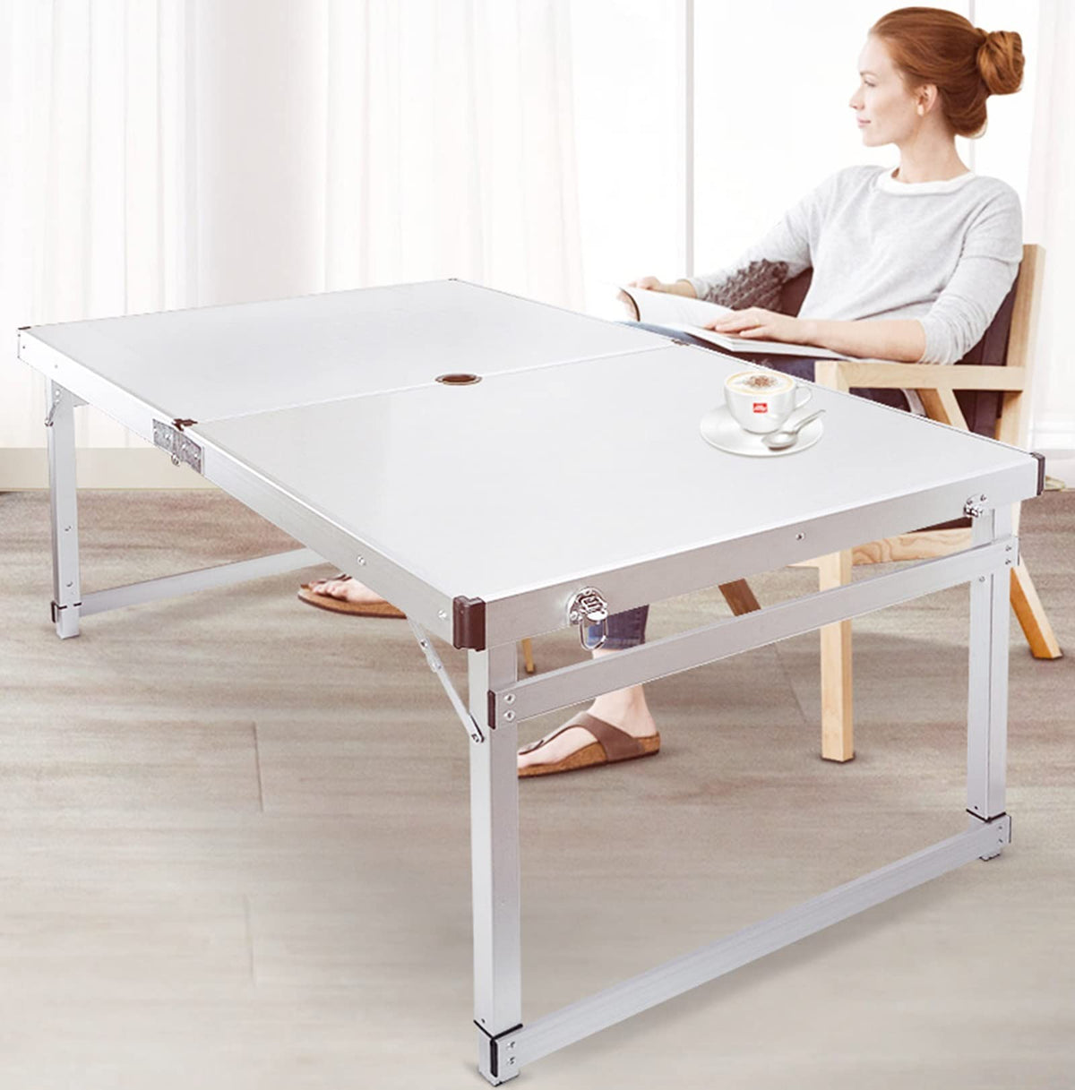 Portable Adjustable Height Aluminum Alloy Camping Table with 4 Stools U617