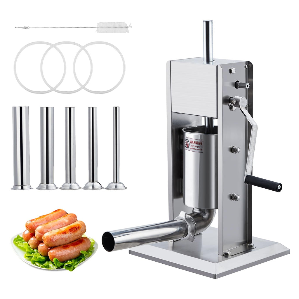 Manual Stainless Steel Sausage Stuffer with 5 Stuffing Tubes H2633