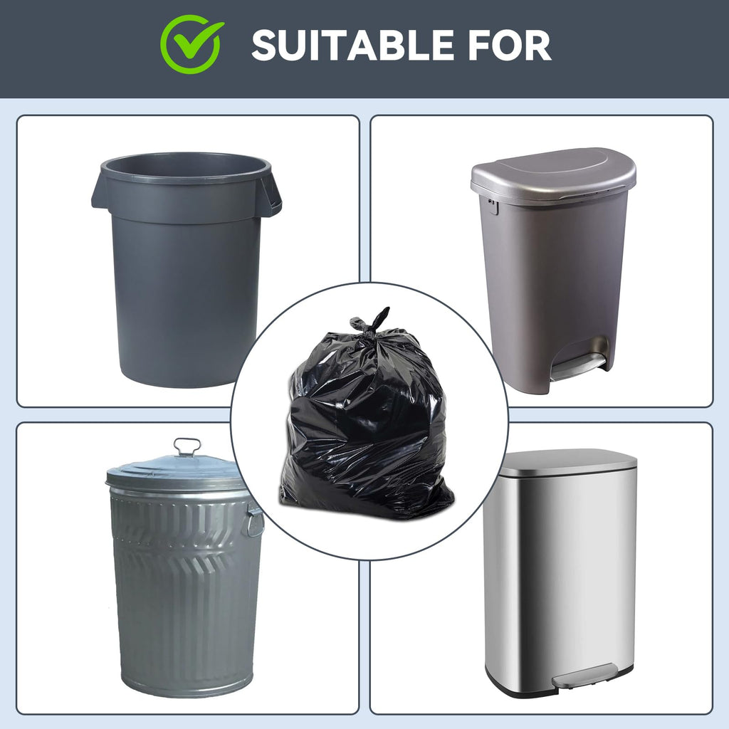 45 Gallon Heavy Duty Black Plastic Trash Bags 50 Count O6585