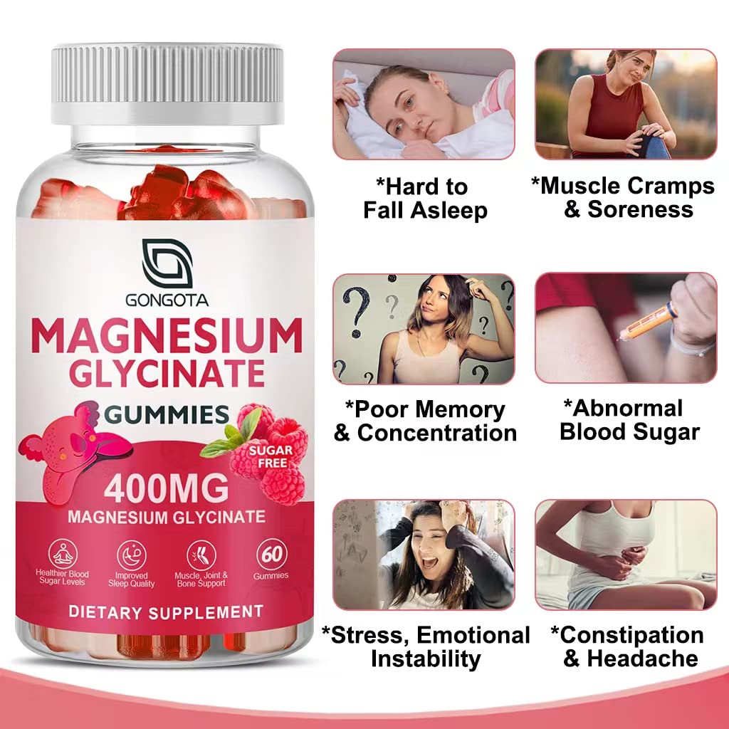 Magnesium Glycinate Gummies 400 mg with Vitamin D, B6 - 60 Gummies E63925