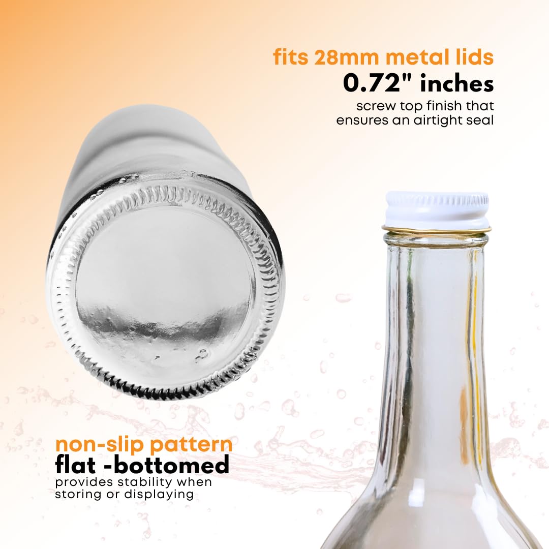 750ml Clear Glass Bottles with Lids 12-Pack X243262