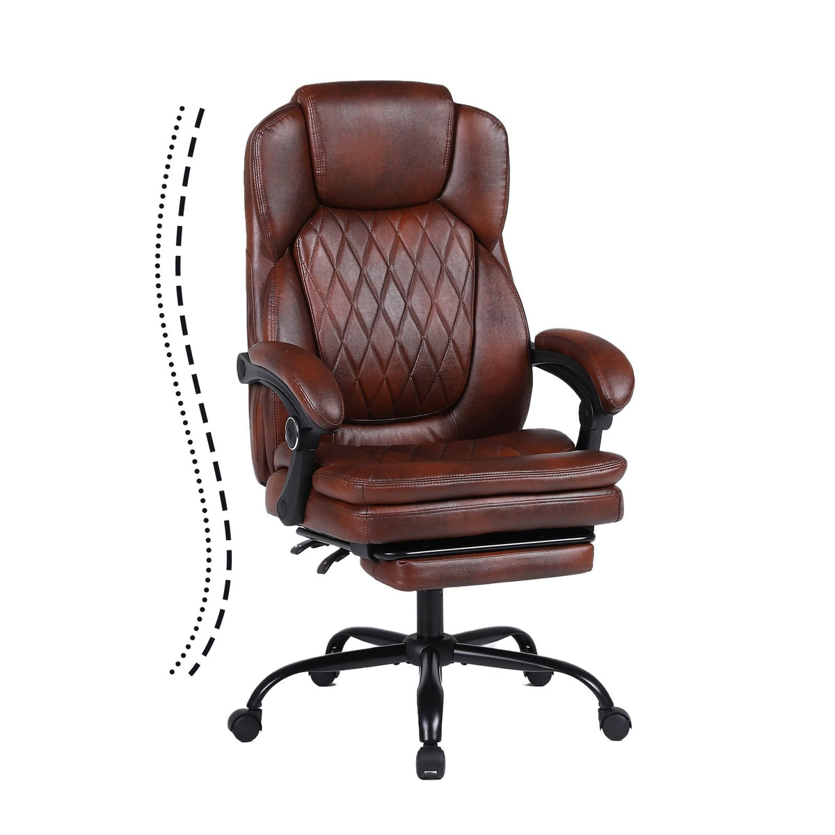 Big and Tall Ergonomic High Back PU Leather Reclining Office Chair with Footrest T83113