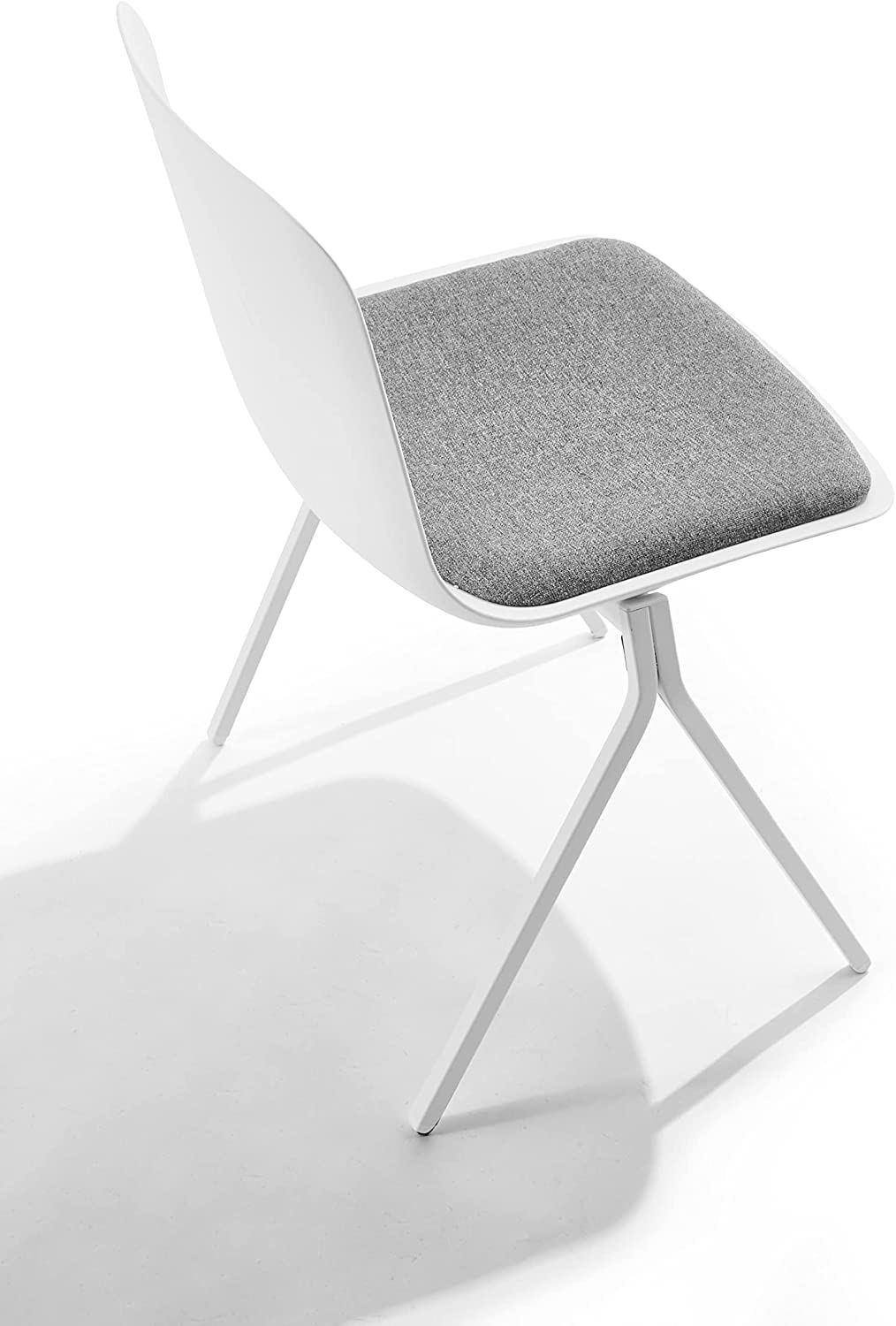 White Side Chair with Grey Seat Pad B728