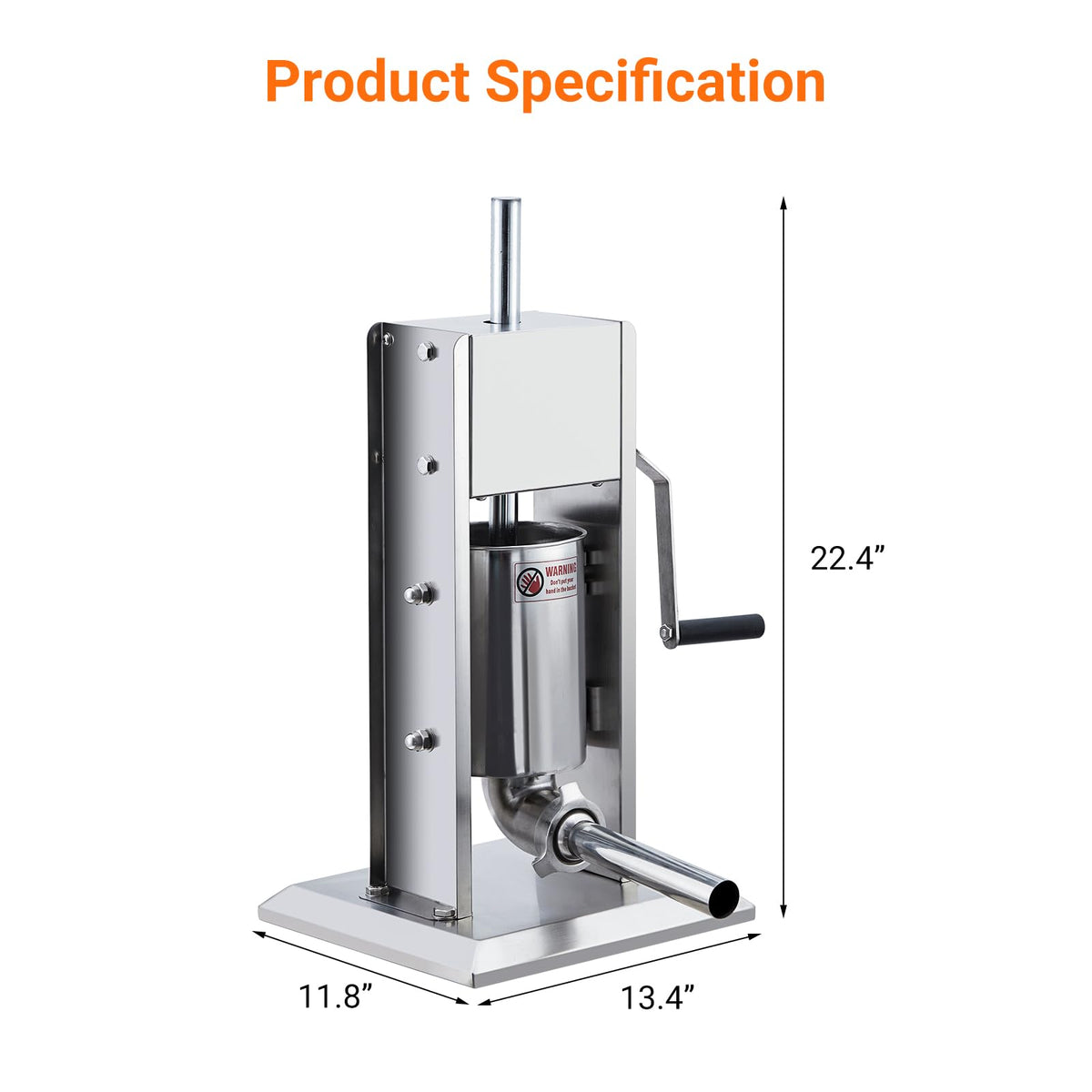 Manual Stainless Steel Sausage Stuffer with 5 Stuffing Tubes H2633