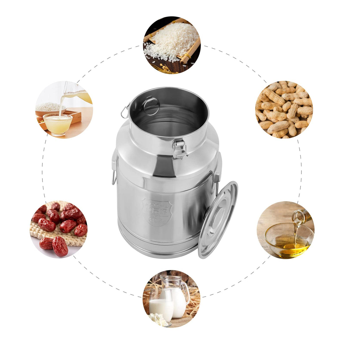 7 Gallon Stainless Steel Milk Can with Sealed Lid A332971