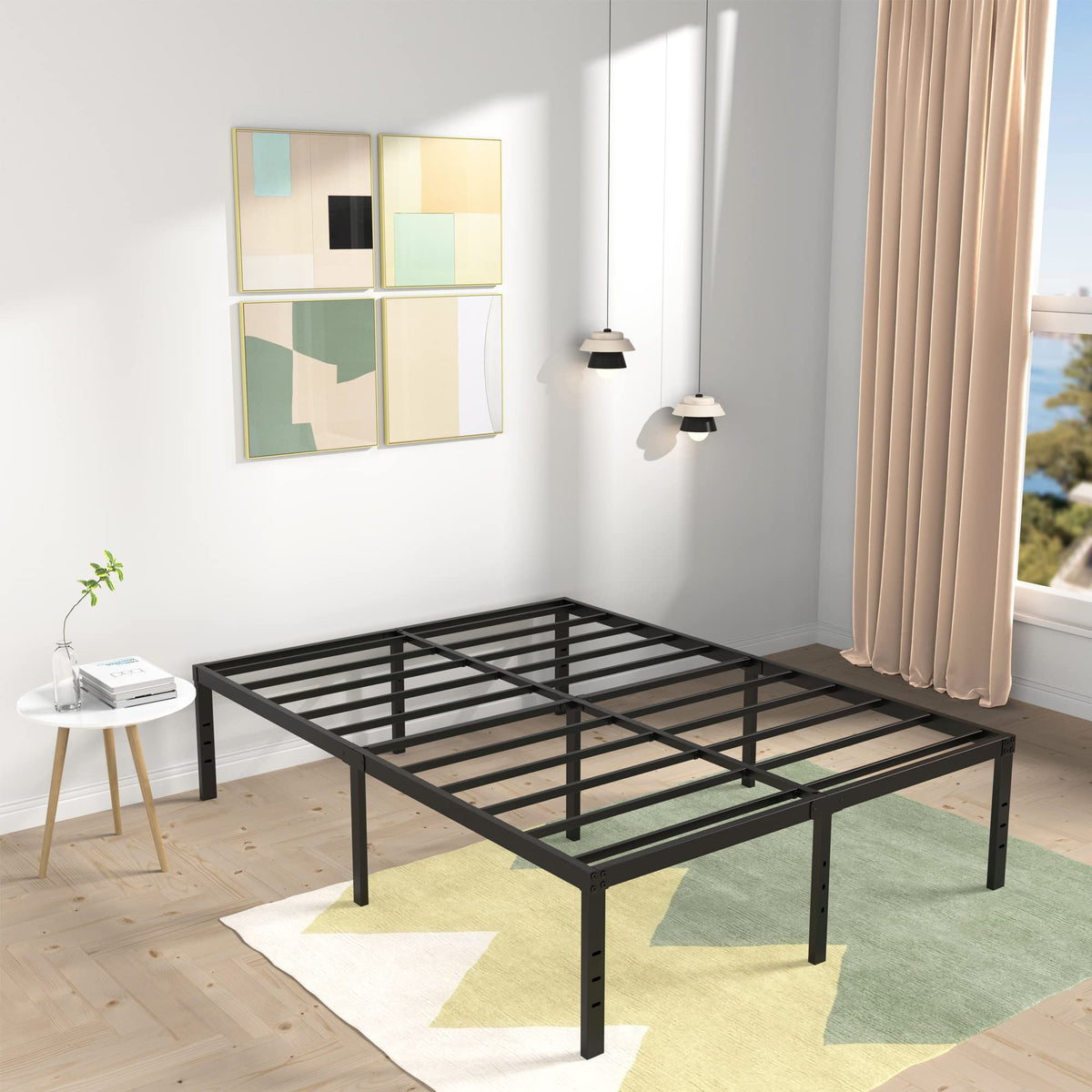 18 Inch High Queen Size Bed Frame with Storage H40697