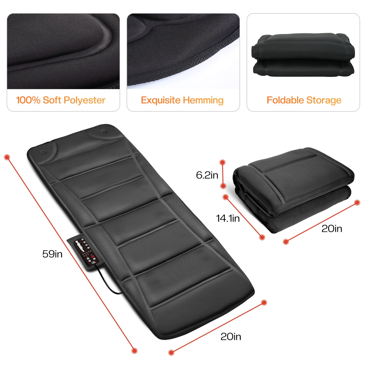 10 Vibration Motors Massage Mat with Auto Shut Off M5442