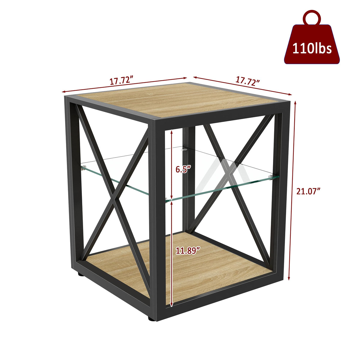 End Table Set of 2 with 3-Tier Storage Shelf F97286