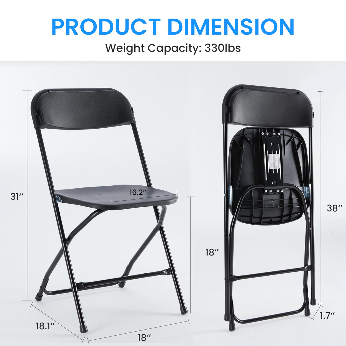 10 Pcs Black Plastic Folding Chair with Metal Frame R968