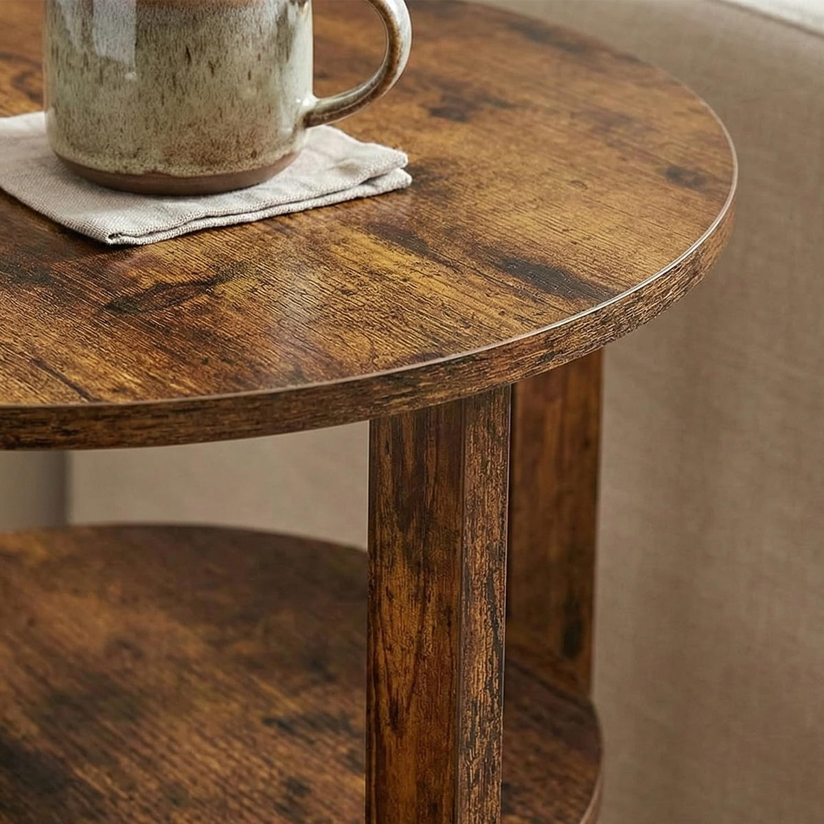 Rustic Brown 19.7 inch Round Side Table T5500